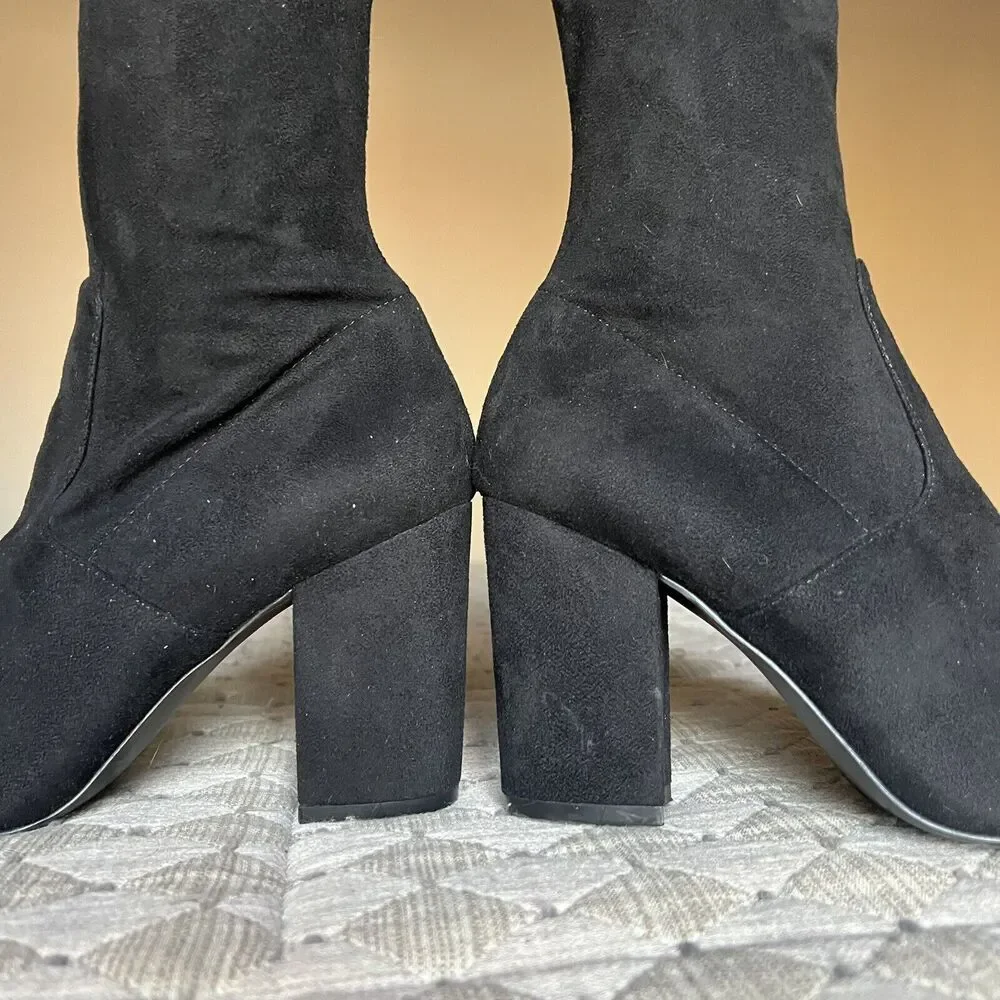 Steve Madden Rational Black Stretch Faux Suede Over The Knee Boots Women’s 7.5 M